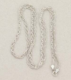 Sterling Silver Braided Weaved Chain Necklace Long 24" inch